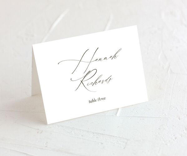 Ornate Leaves Place Cards front in Pure White