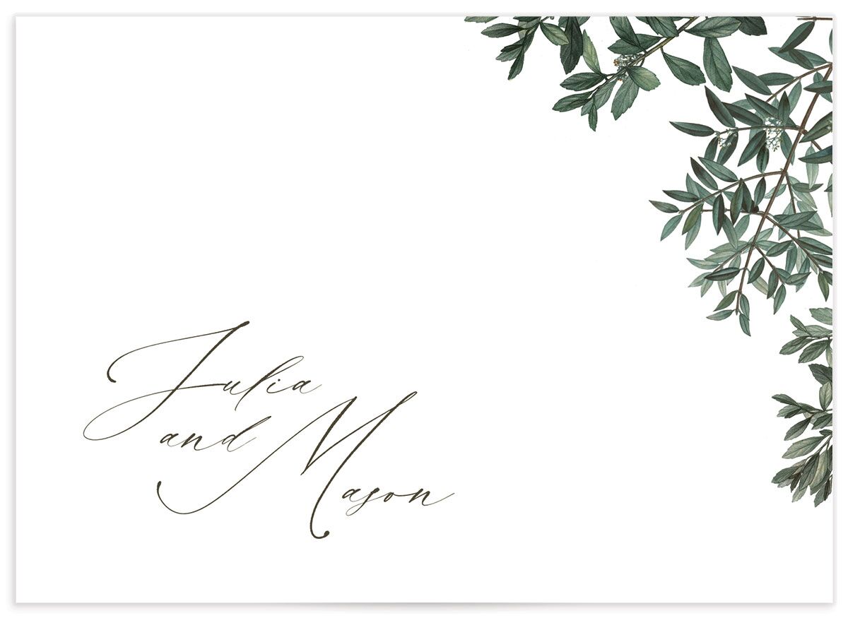 Ornate Leaves Wedding Response Cards back in Pure White