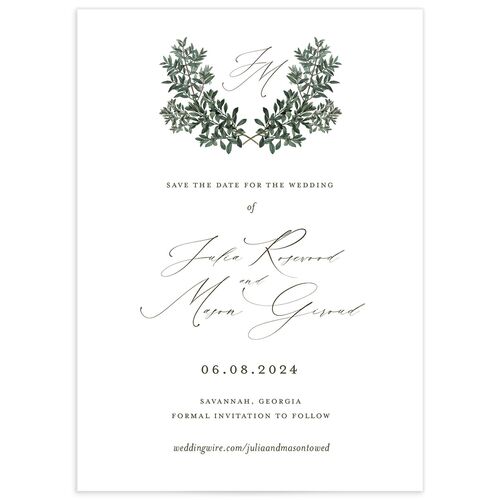 Ornate Leaves Save the Date Cards - Pure White
