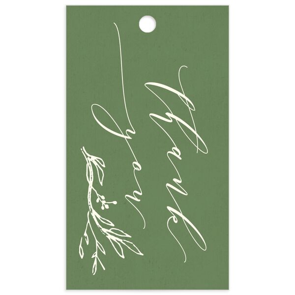 Elegant Sprigs Favor Gift Tags front in Scottish Green