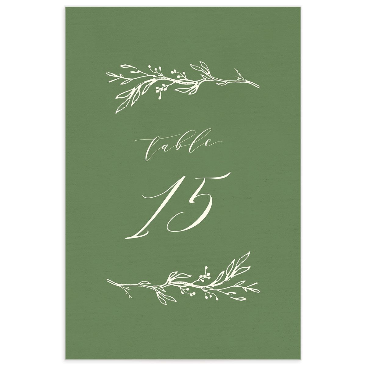 Elegant Sprigs Table Numbers front in Scottish Green