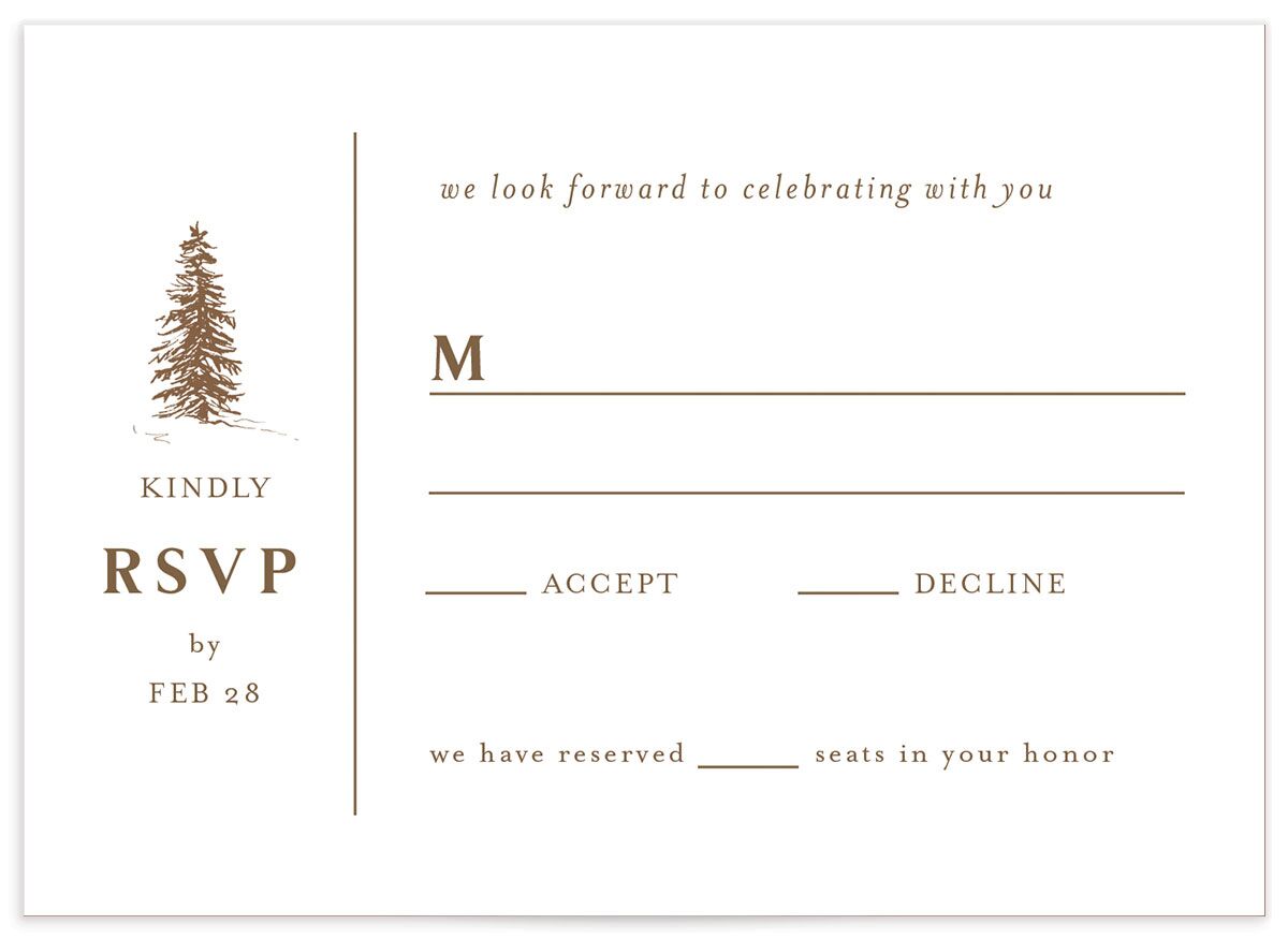 Storybook Mountaintop Wedding Response Cards front in Walnut