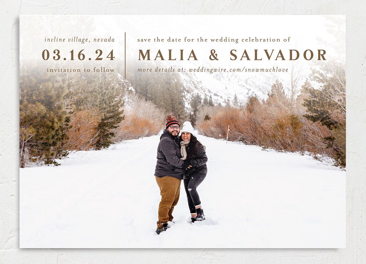Storybook Mountaintop Save the Date Cards front in Walnut