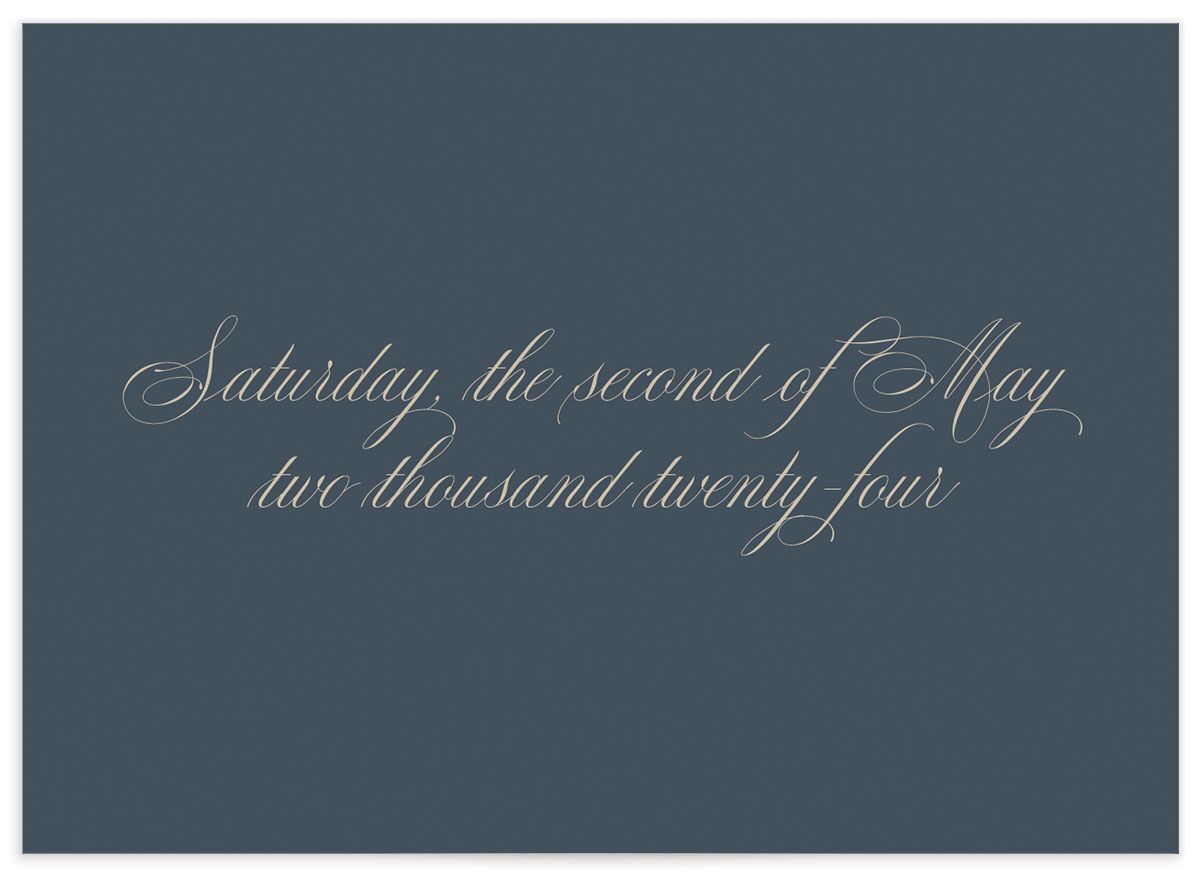 Flowing Script Wedding Enclosure Cards back in French Blue