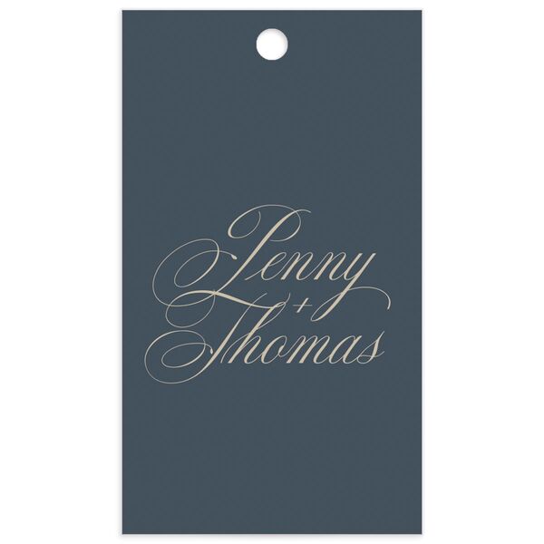 Flowing Script Favor Gift Tags front in French Blue