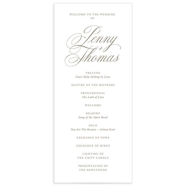 Flowing Script Wedding Programs front in French Blue