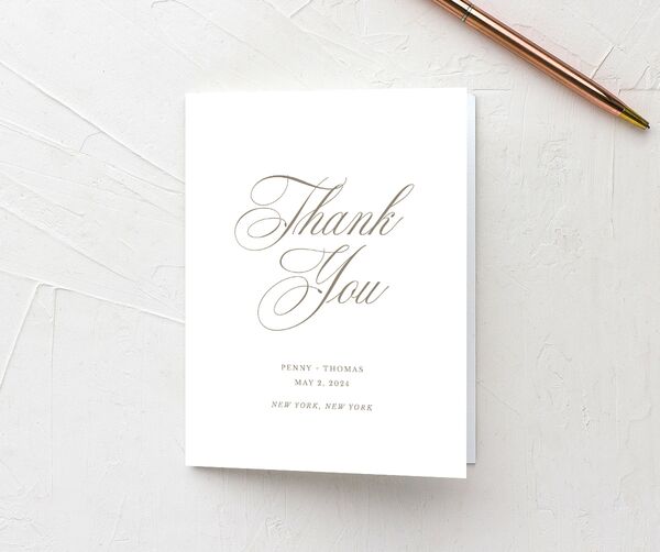 Flowing Script Thank You Cards front in French Blue