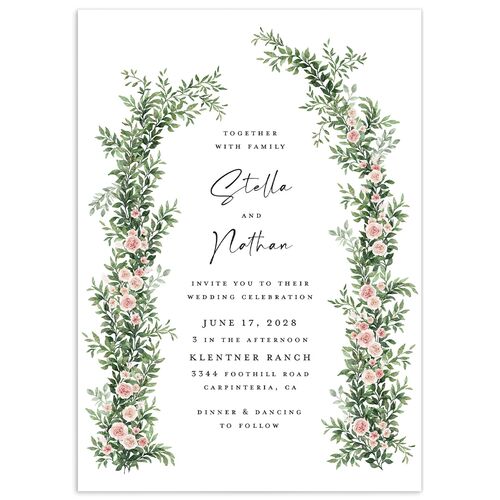 Floral Arc Wedding Invitations - Shell Pink
