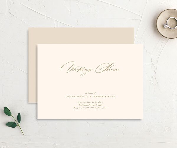 Charming Elegance Bridal Shower Invitations front-and-back in Champagne