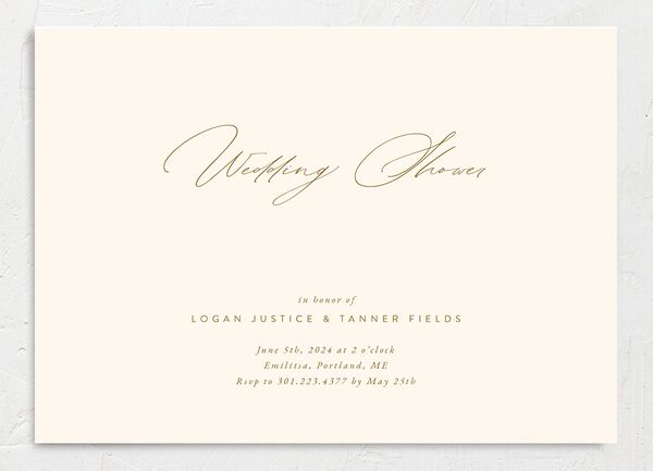 Charming Elegance Bridal Shower Invitations front in Champagne
