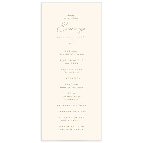 Charming Elegance Wedding Programs - Cream