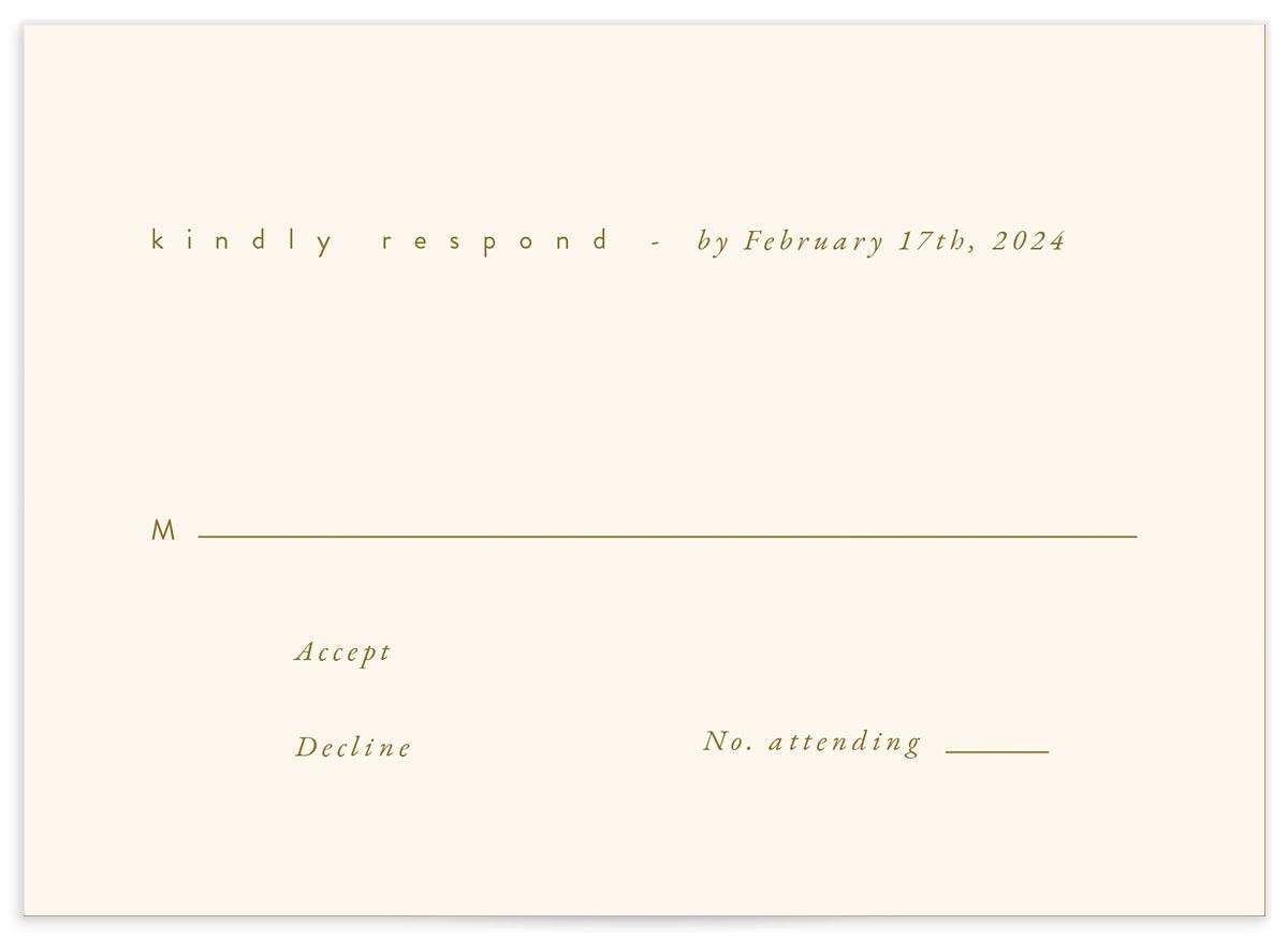 Charming Elegance Wedding Response Cards front in Champagne