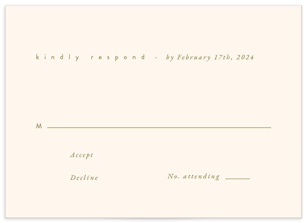 Charming Elegance Wedding Response Cards front in Champagne