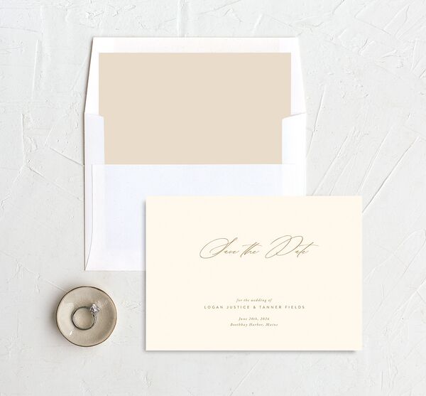Charming Elegance Save the Date Cards envelope-and-liner in Champagne