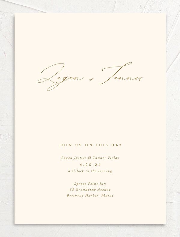 Charming Elegance Wedding Invitations front in Champagne