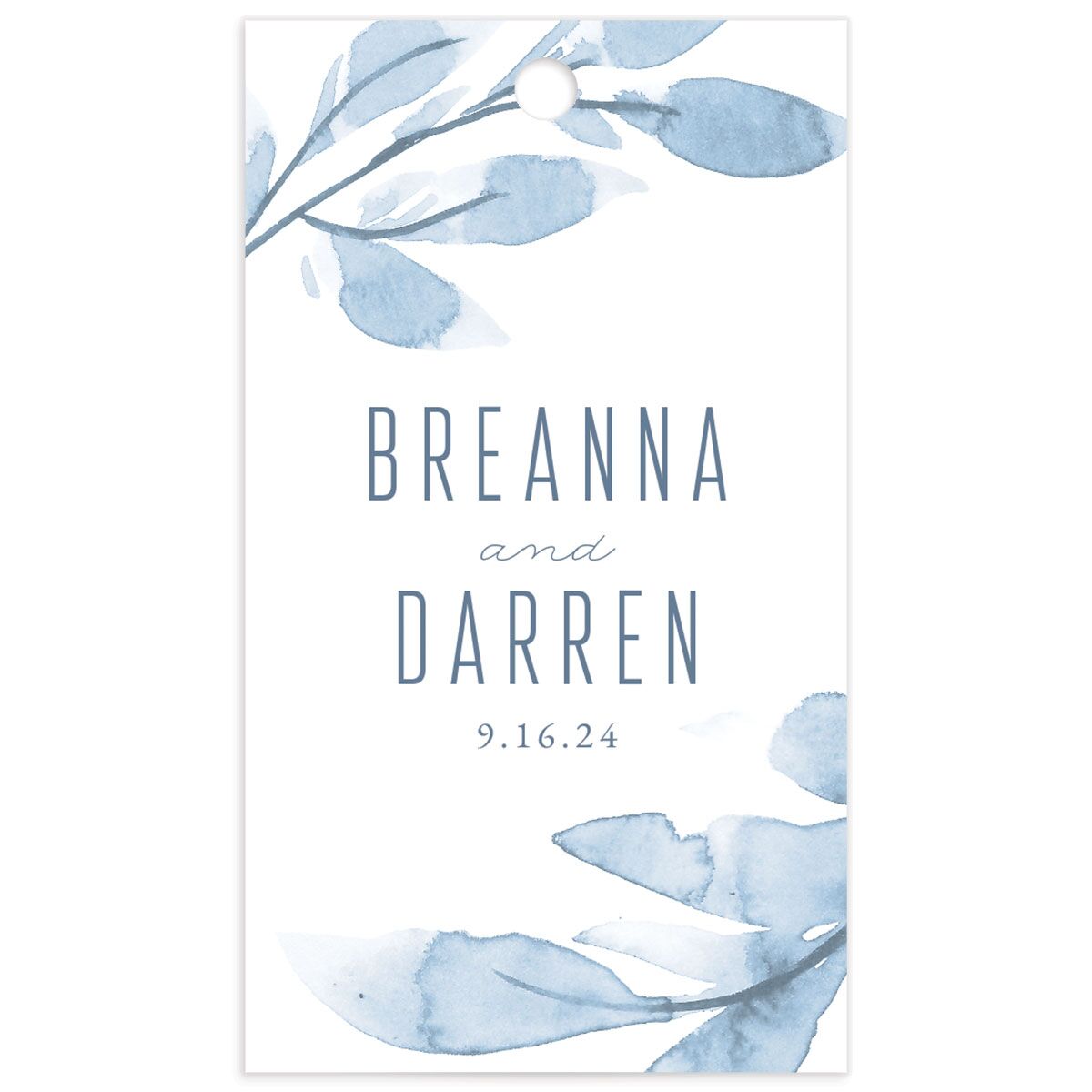 Ethereal Branches Favor Gift Tags front in Dusty Blue