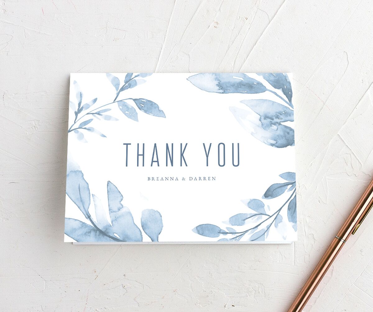 Ethereal Branches Thank You Cards front in Dusty Blue
