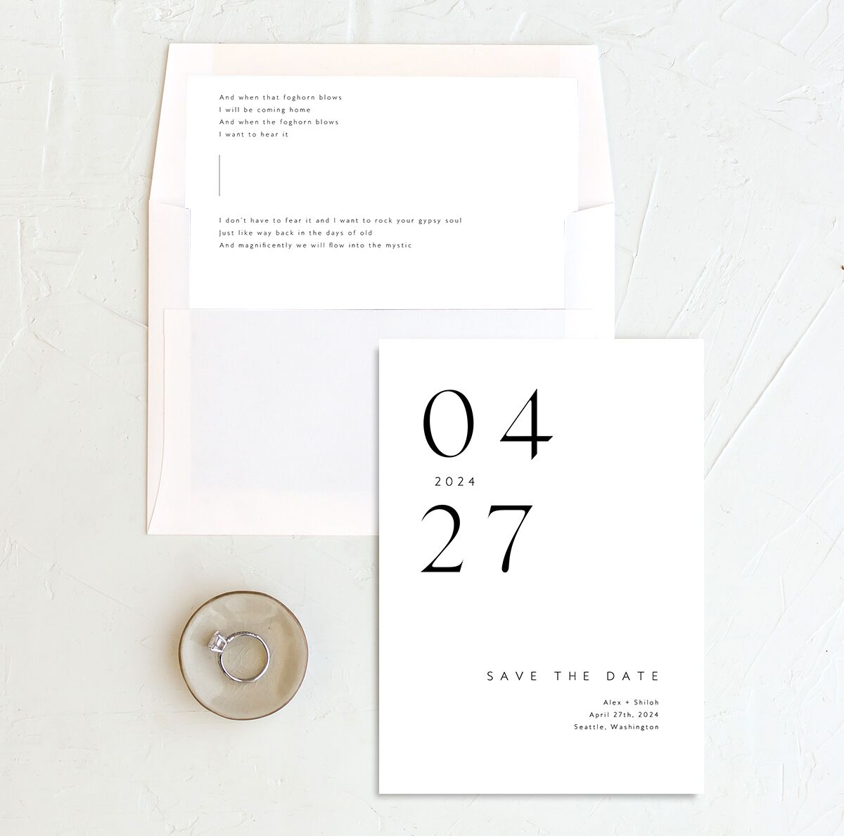 Chic Minimalism Save the Date Cards envelope-and-liner in Midnight