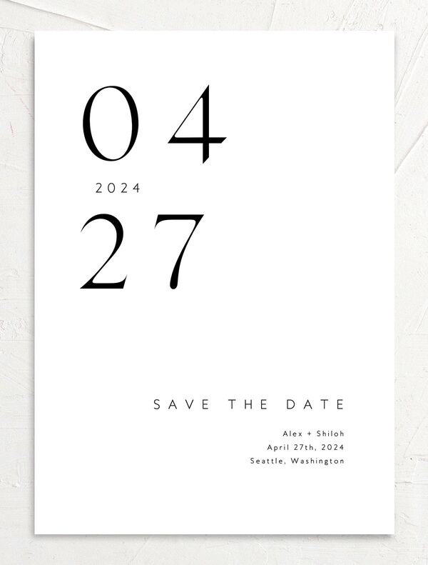Chic Minimalism Save the Date Cards front in Midnight