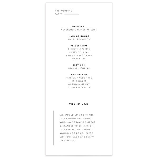 Contemporary Grace Wedding Programs back in Pure White
