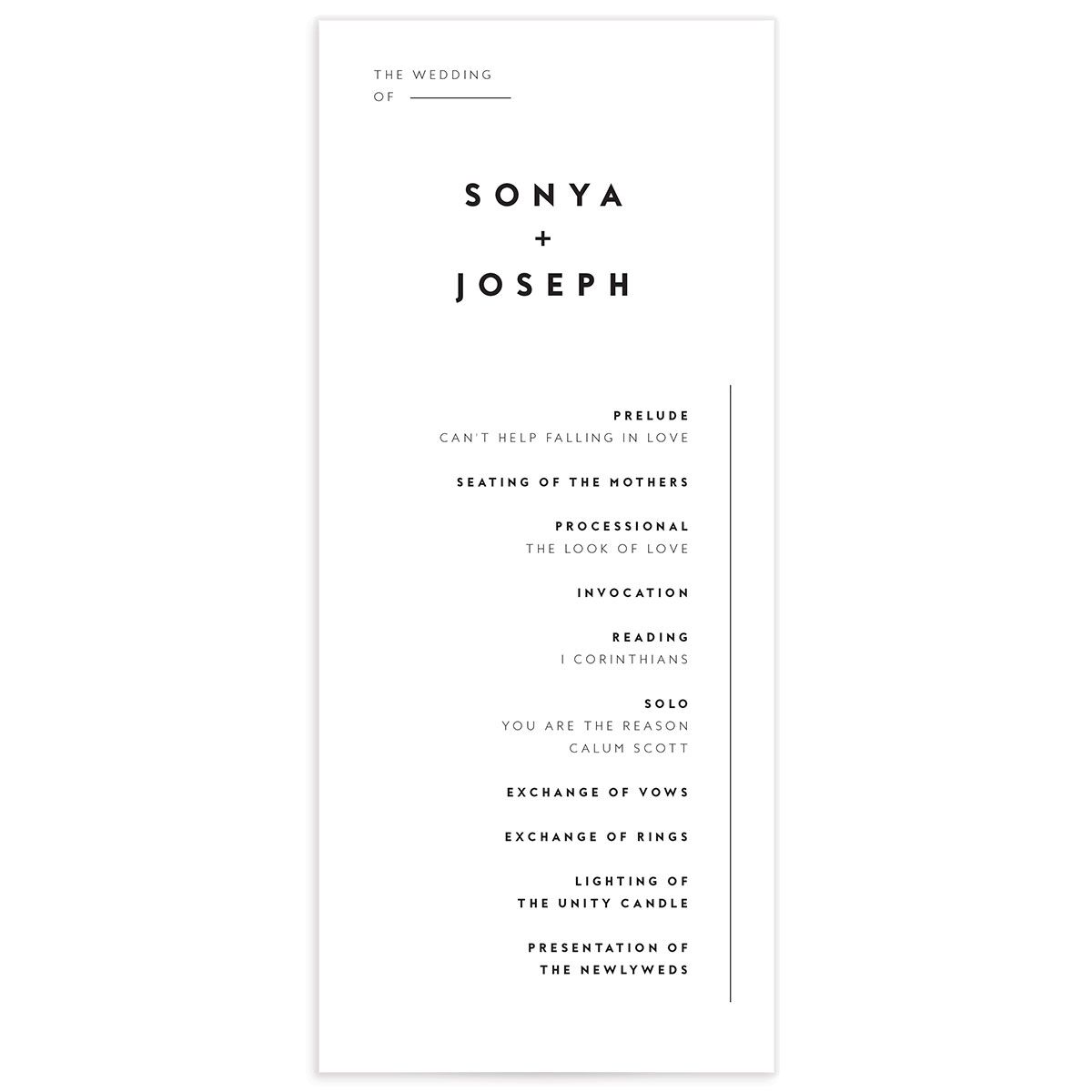 Contemporary Grace Wedding Programs front in Pure White