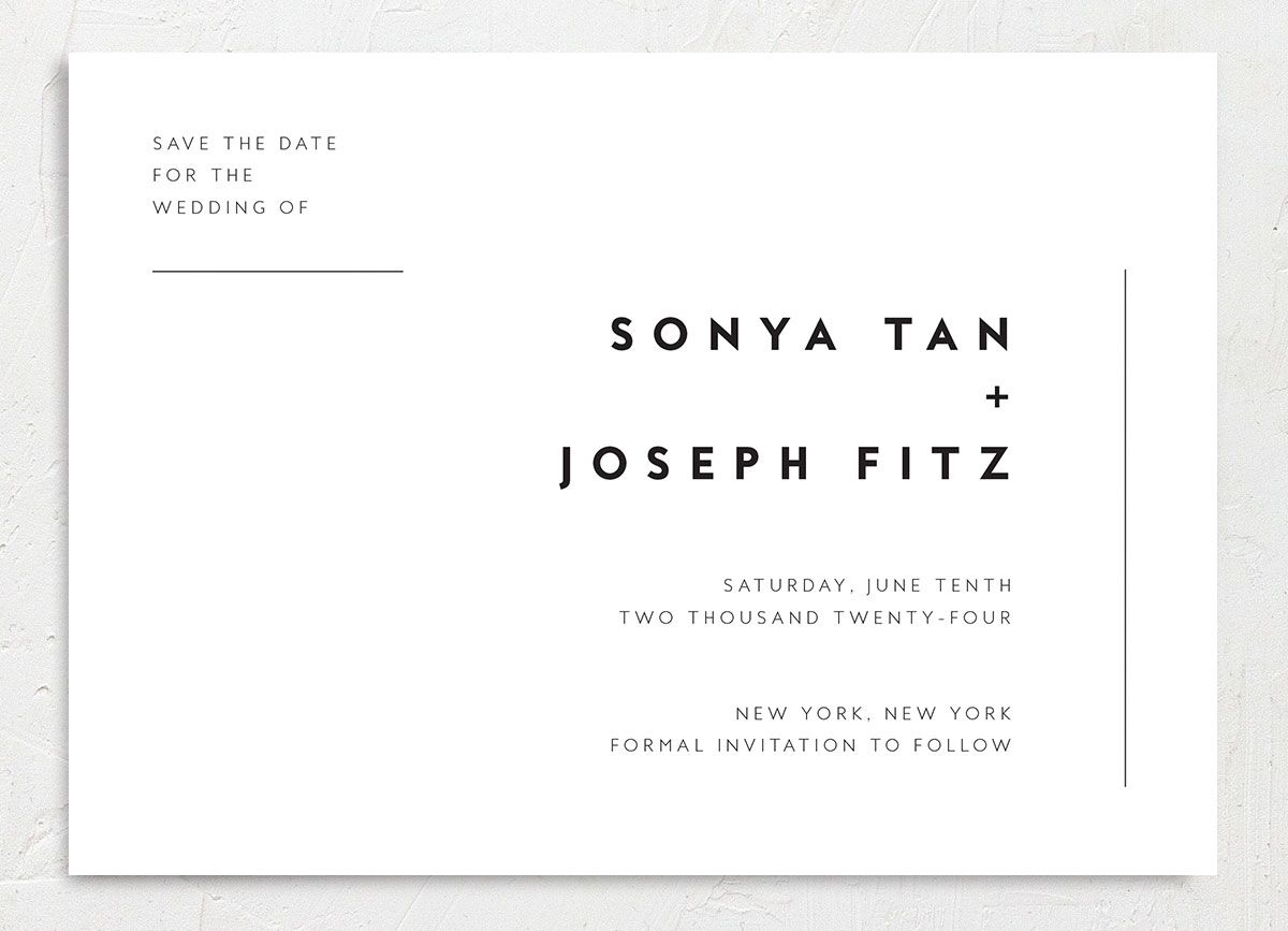 Contemporary Grace Save the Date Cards front in Pure White