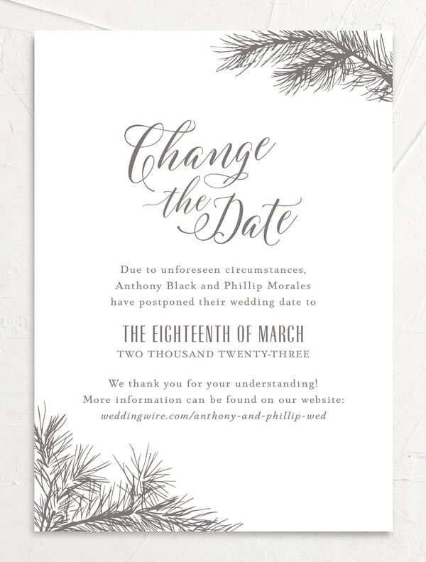 Playful Evergreen Change the Date Cards front in Walnut