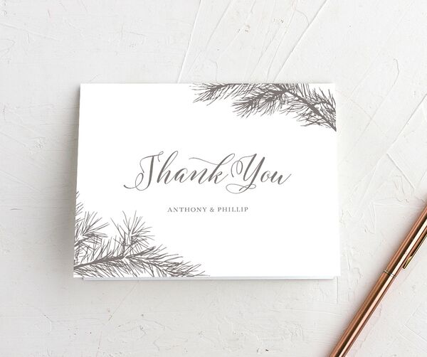 Playful Evergreen Thank You Cards front in Walnut