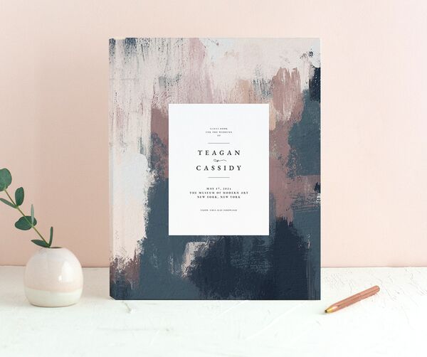 Abstract Canvas Wedding Guest Book front in French Blue