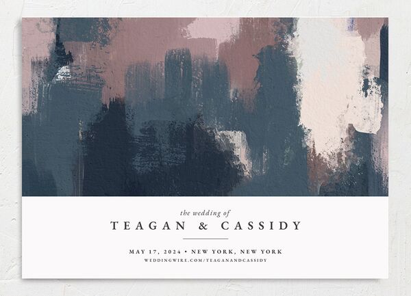 Abstract Canvas Save the Date Cards back in Blue