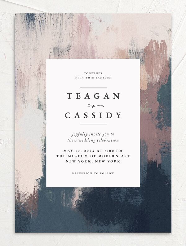 Abstract Canvas Wedding Invitations front in French Blue