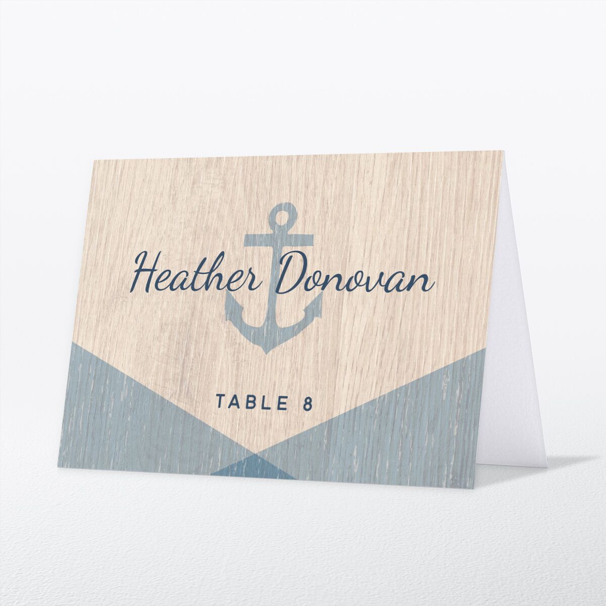 Rustic Seaside Place Cards front in French Blue