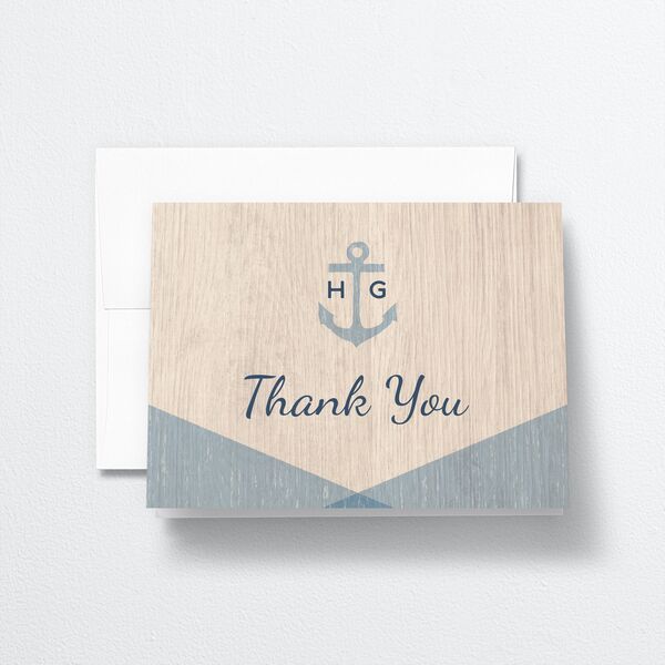 Rustic Seaside Thank You Cards front in French Blue