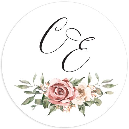 Floral Monogram Wedding Stickers - Rose Quartz