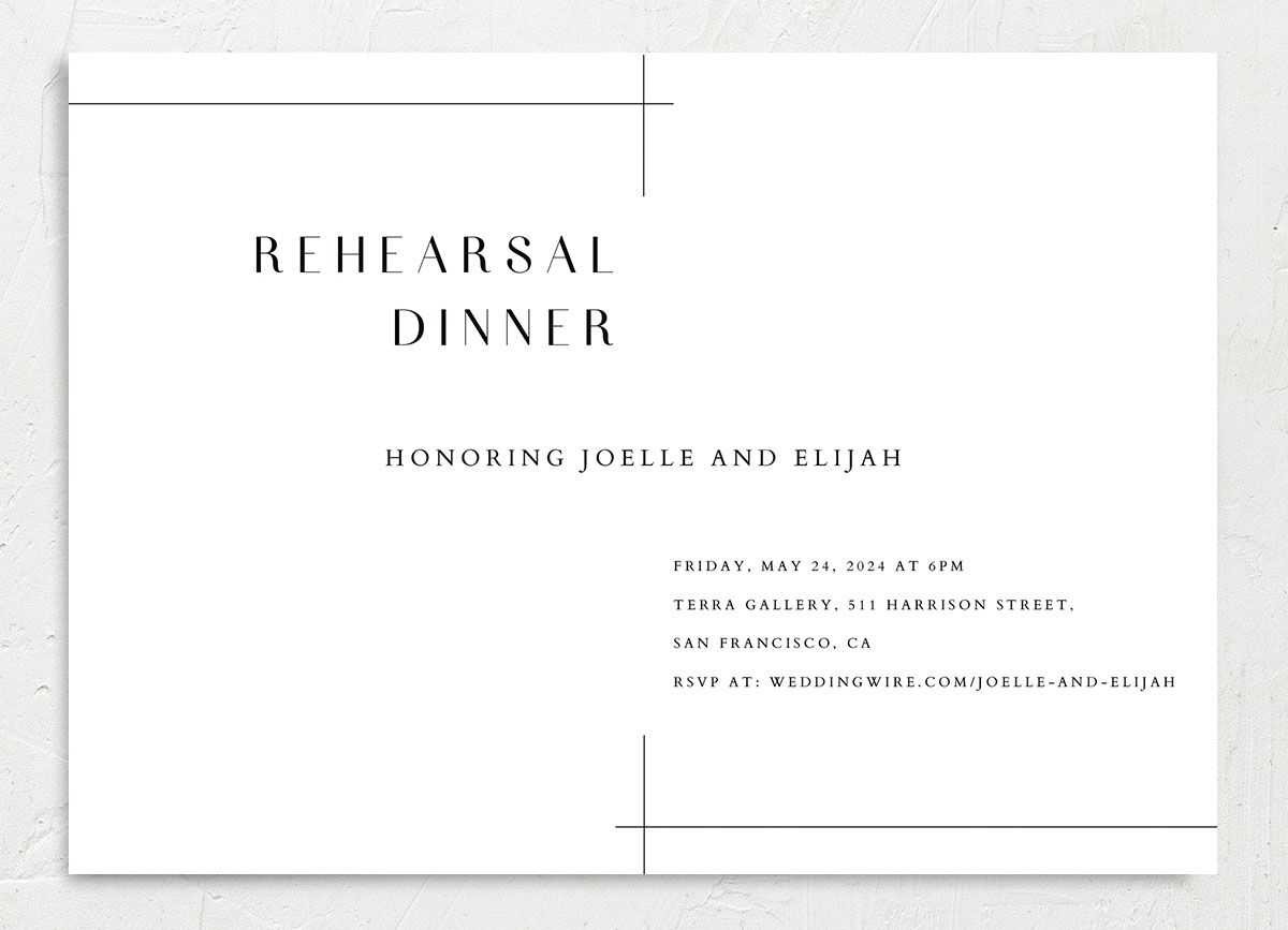 Minimal Lines Rehearsal Dinner Invitations front in White