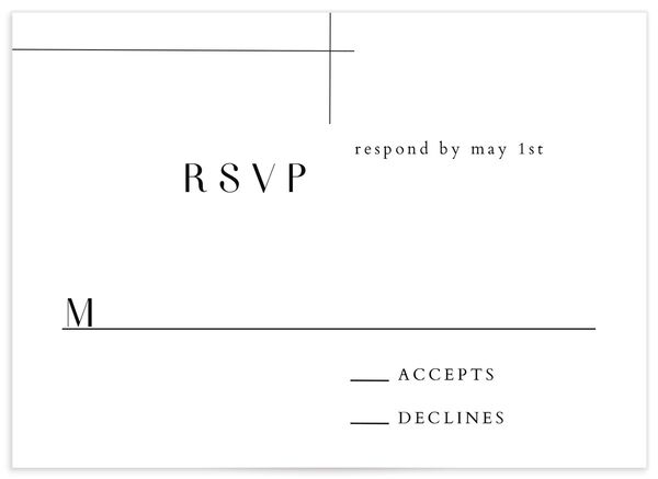 Minimal Lines Wedding Response Cards front in Pure White