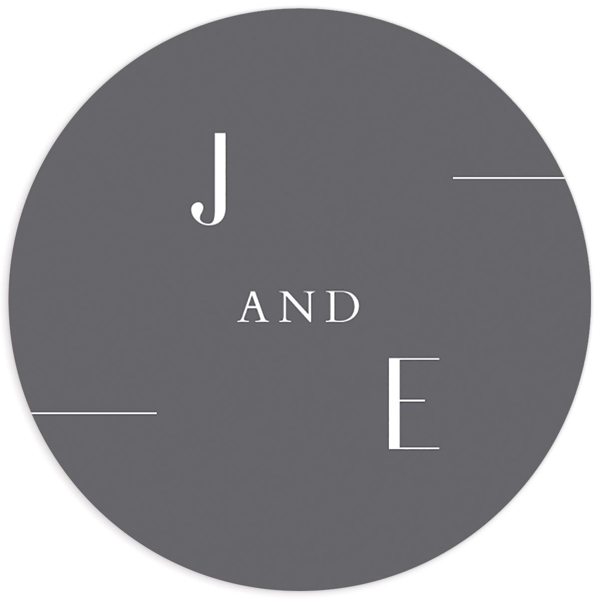 Minimal Lines Wedding Stickers front in Grey