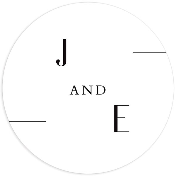 Minimal Lines Wedding Stickers front in Pure White