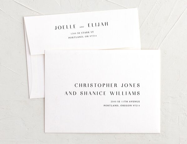 Minimal Lines Wedding Invitation Envelopes front in Pure White