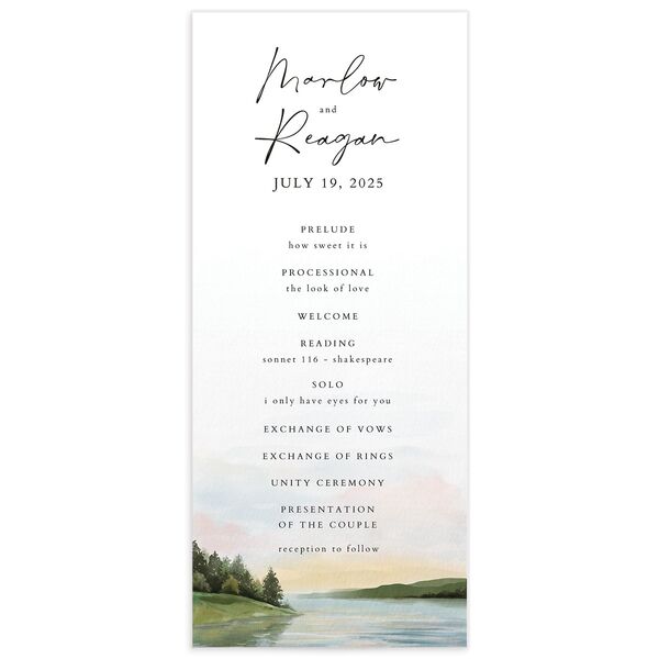 Lakeside Tranquility Wedding Programs front in French Blue