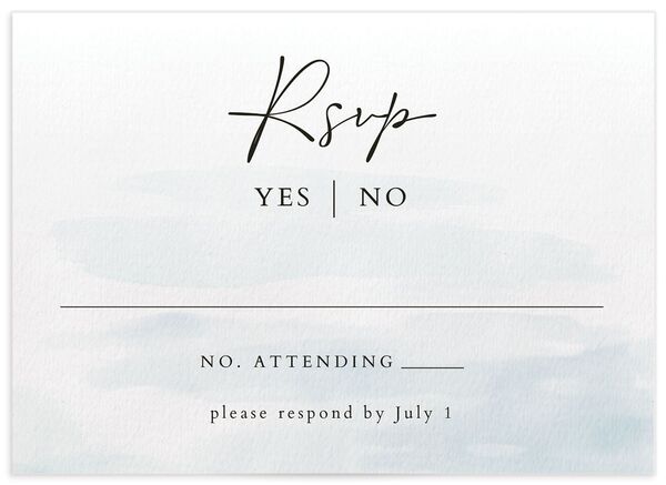 Lakeside Tranquility Wedding Response Cards front in French Blue