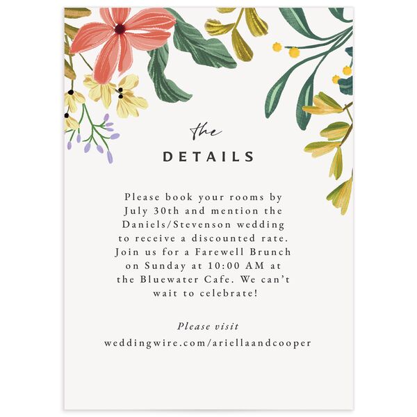 Traditional Blooms Wedding Enclosure Cards front in Ruby