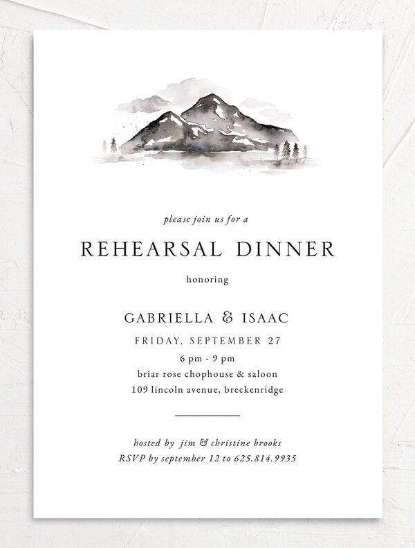 Painted Vistas Rehearsal Dinner Invitations front in Grey