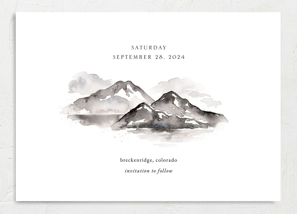 Painted Vistas Save the Date Cards back in Silver