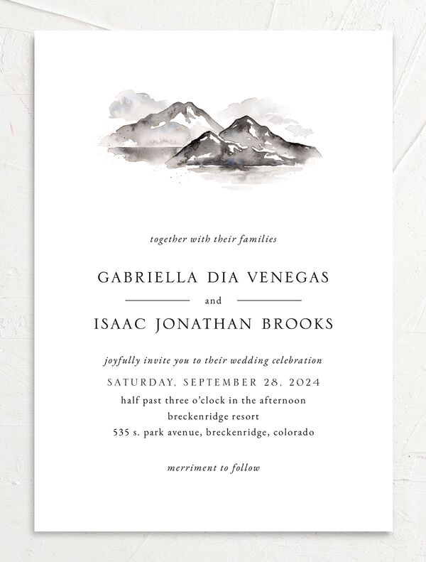 Painted Vistas Wedding Invitations front in Silver