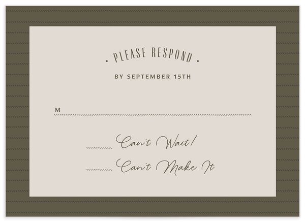 Rustic Barn Wedding Response Cards front in Walnut