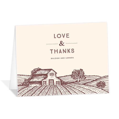 Rustic Barn Thank You Cards - Deep Claret