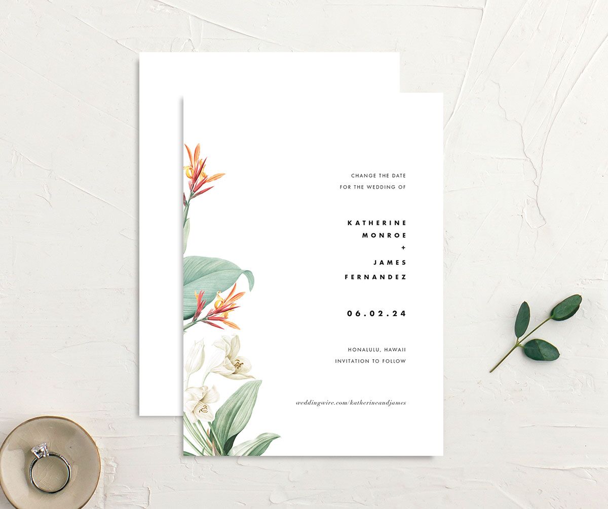 Natural Blooms Change the Date Cards front-and-back in Pure White