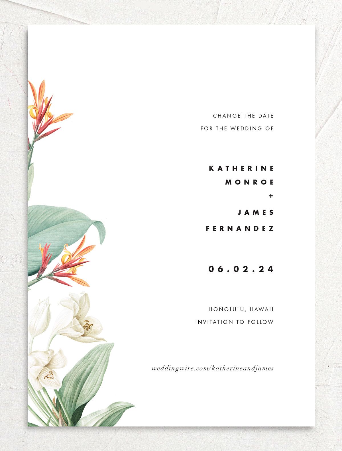 Natural Blooms Change the Date Cards front in Pure White