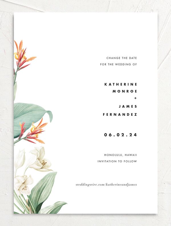 Natural Blooms Change the Date Cards front in White